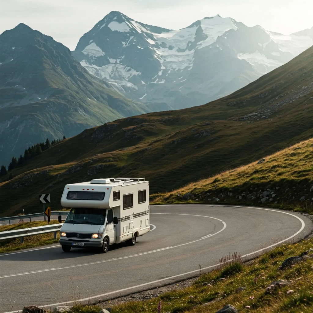 Curvas fechadas com motorhome