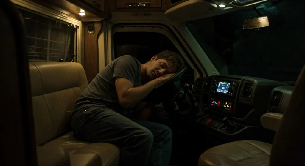 Dormindo no volante de noite