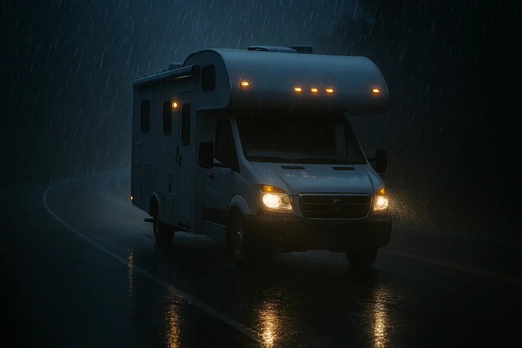 Motorhome na chuva