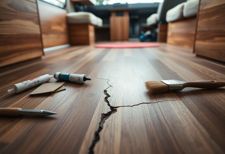 Soluções para consertar rachaduras e buracos no piso laminado do motorhome sem necessidade de substituição