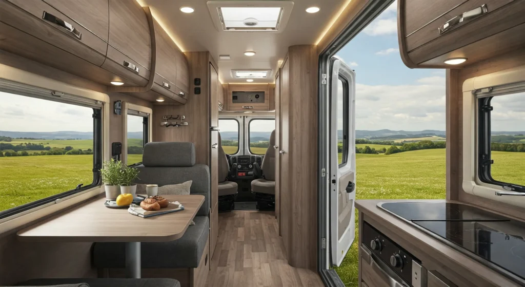 motorhome com portas abertas