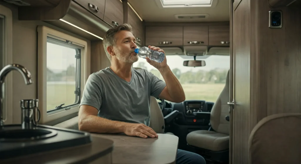 Bebendo água motorhome