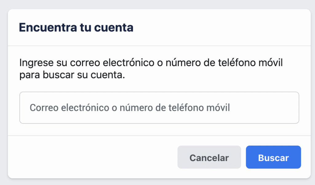 Recuperar cuenta de facebook